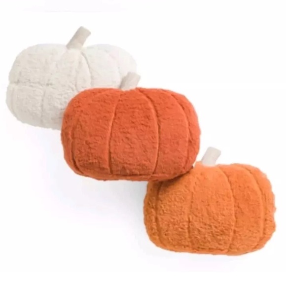 NEW Rachel Ashwell Pumpkin Sherpa Pillow Set of 3 Farmhouse Halloween Fall Decor